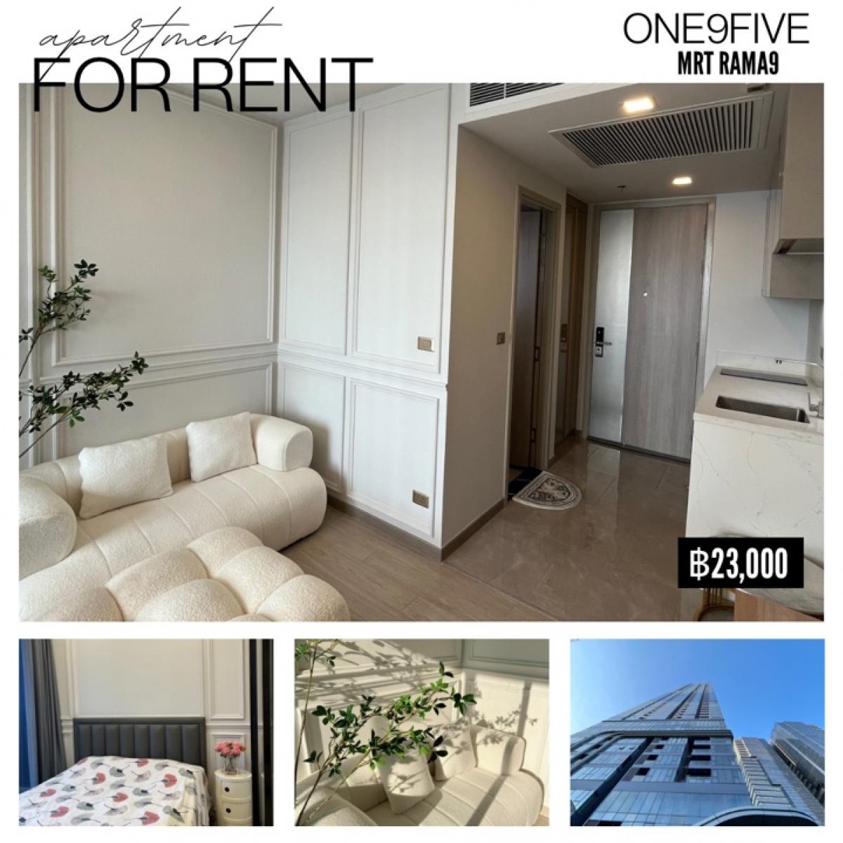 For RentCondoRama9, Petchburi, RCA : For rent, One9five Asoke-Rama9, 1 bedroom, 1 bathroom, 54th floor, Building B.