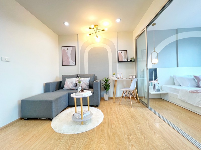 For SaleCondoNonthaburi, Bang Yai, Bangbuathong : 🔥Big room near MRT Sai Ma》》 Private view, every piece of new furniture. own more worthwhile