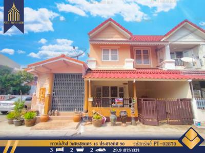 For SaleTownhouseSamut Prakan,Samrong : Townhouse Wiset Suk Nakhon 16, corner house, Pracha Uthit 90, Phra Samut Chedi, Samut Prakan, 119.6 sq m., 29.9 sq m.