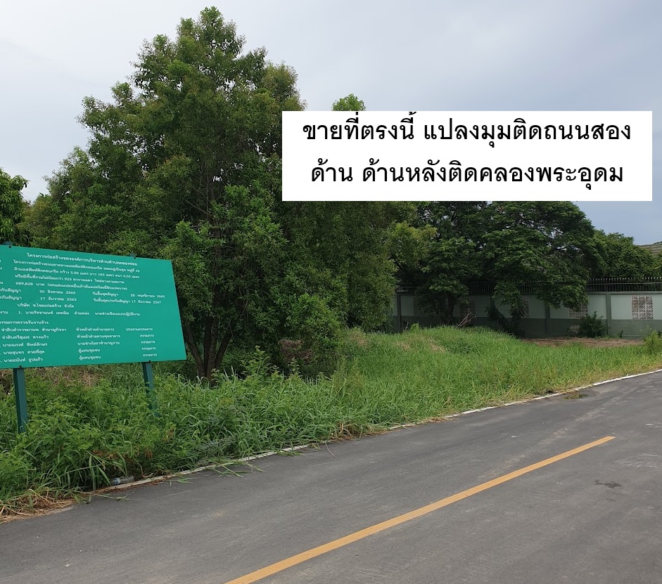 ขายที่ดินนนทบุรี บางใหญ่ บางบัวทอง : ขายที่แปลงมุมปากซอยอยู่เป็นสุข เหมาะทำการค้า ติดถนนลาดยาง 2 ด้าน ด้านหลังติดคลองพระอุดม แค่ 450ม ถึงถนนกาญจนา 10 เลน