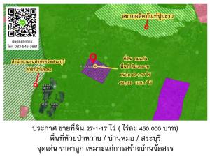 ขายที่ดินสระบุรี : ขายที่ดิน บ้านหมอ สระบุรี ผังสีม่วงลาย ไร่ละ 450,000 ของเดิม ปลูกมะนาวเต็มพื้นที่ ขายราคาพิเศษ