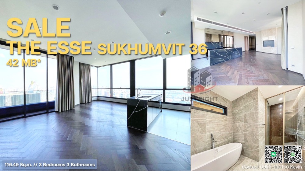 For SaleCondoสุขุมวิท อโศก ทองหล่อ : ขาย The Esse Sukhumvit 36 ขนาด 3นอน 3น้ำ 116.49 ตร.ม. ชั้น3x ห้องมุม วิวแม่น้ำฯ ราคา 42 ล้าน มีเพียง 3ห้องทั้งโครงการ