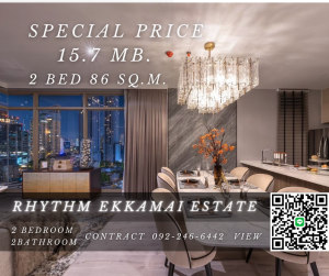 For SaleCondoSukhumvit, Asoke, Thonglor : 📣 Rhythm Ekkamai Estate 2bed 2 bath . Special Price 💸 15.7 MB.