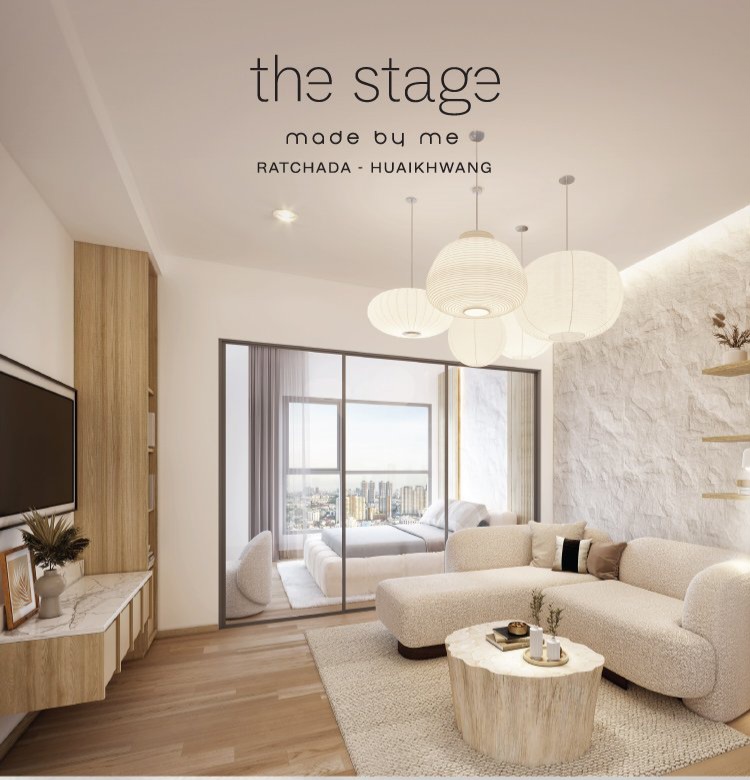 Sale DownCondoRatchadapisek, Huaikwang, Suttisan : (Owner sells it himself) Down payment sale, 1 bedroom condo, size 34 sq m, THE STAGE Made by Me project, Ratchada-Huai Khwang, 15th floor, south side balcony. Room width ~6.6 meters, 4.48 million baht, MRT Huai Khwang