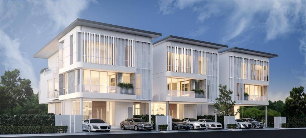 For SaleHouseRama9, Petchburi, RCA : 3-story detached house Rama 9 Residence with elevator near Airport Link Hua Mak Station For Sale House Rama9 Residence