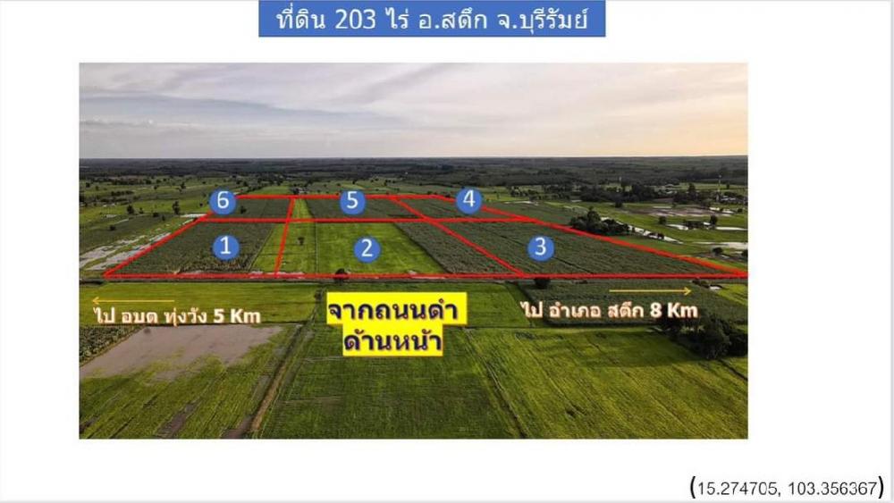 For SaleLandBuri Ram : ขายด่วน ที่นา 203 ไร่ ไร่ละ 300000 บาท อ.สตึก จ.บุรีรัมย์