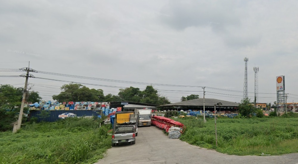 ขายที่ดินสิงห์บุรี : ขายที่ดิน 8 ไร่ ติดปั๊มเชลล์ ถ.สายเอเชีย กม.68 บ้านหม้อ พรหมบุรี สิงห์บุรี