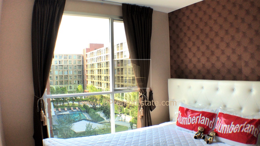 For RentCondoBangna, Bearing, Lasalle : Beautiful room, very beautiful view!! Two-layer curtains!! Behind Central Bangna, LPN Lumpini Place Bangna KM.3, swimming pool and garden view.