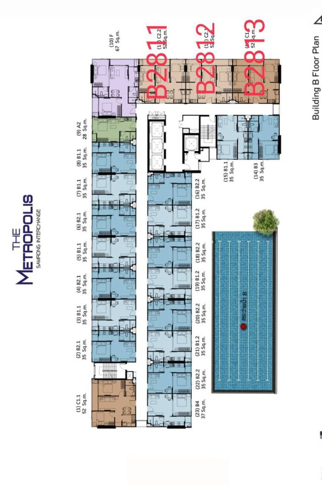 ขายคอนโดสมุทรปราการ สำโรง : *Super New Room for Sale Full Promotion  Unit B2811, B2812, B2813 2 Bedrooms 1 Bathroom 52 Sq.m. on 28th Floor B Building, High Floor, Nice View, Fully Furnish Ready to move in