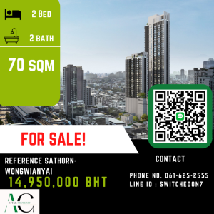 For SaleCondoWongwianyai, Charoennakor : *Best Deal+Cashback* Reference Sathorn Wongwianyai | 2 Bed | 061-625-2555