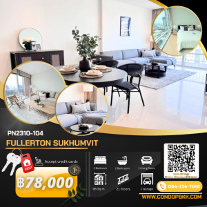 For RentCondoSukhumvit, Asoke, Thonglor : 🔥🔥Condo for rent Fullerton Sukhumvit 🟠PN2310-104