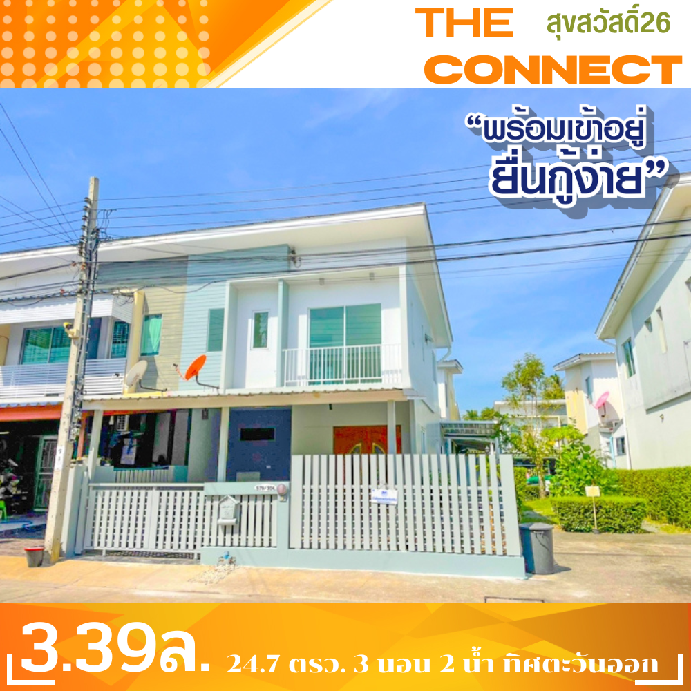 For SaleTownhouseRathburana, Suksawat : Afraid of getting property in a bad location Afraid of not being able to resell in the future This property is convenient for traveling. In front of the village there are two rows. In front of the alley there is a skytrain.