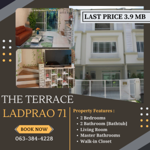 For SaleHouseChokchai 4, Ladprao 71, Ladprao 48, : House for sale, The Terrace ladprao 71, best price in the project, only 3.9 million baht. Hurry and view before it's gone.