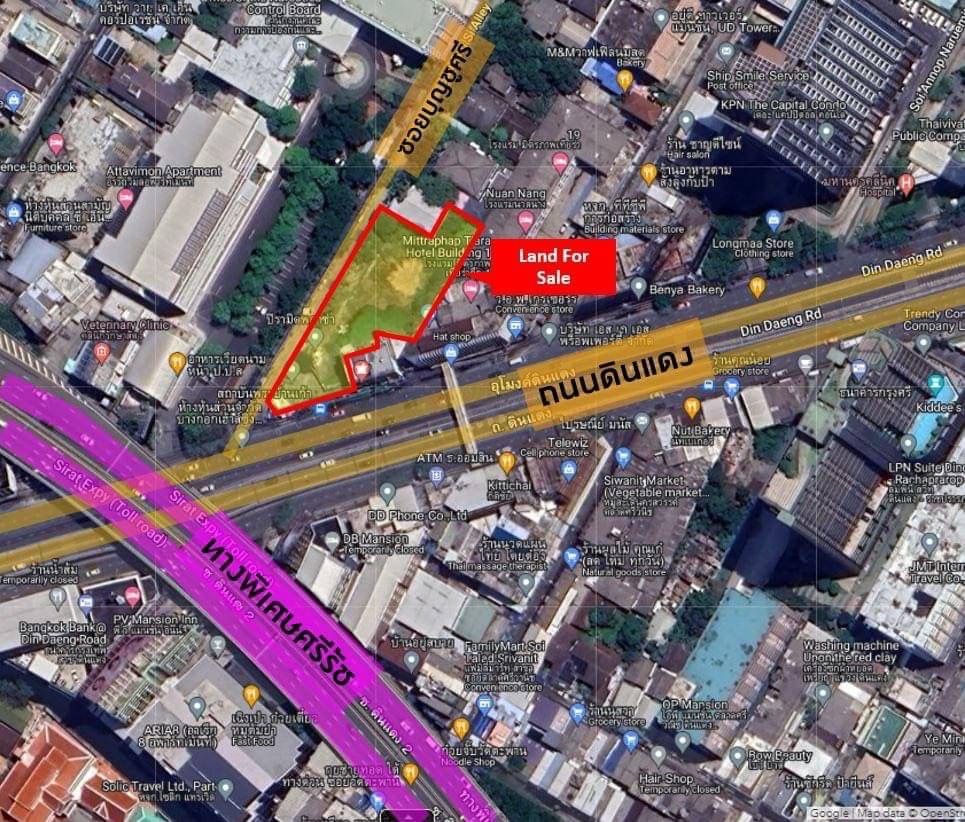 For SaleLandRatchathewi,Phayathai : Land for sale, next to Din Daeng Road, near BTS Victory Monument.