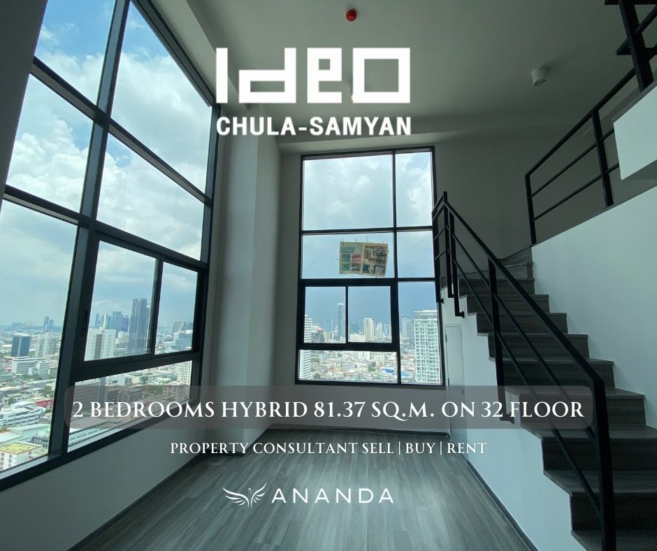 For SaleCondoSiam Paragon ,Chulalongkorn,Samyan : Special Unit🔥 Hybrid 2 floors IDEO Chula-Samyan, top floor in the project, size 2 bedrooms 81.37 sq.m., near Chula Banthat Thong, only 12.9 million baht, free transfer.