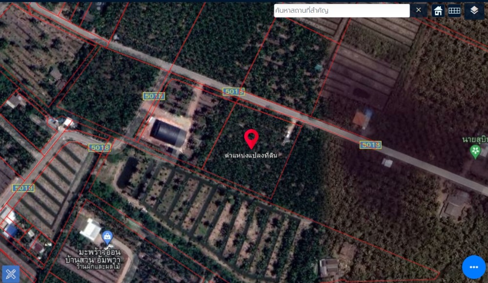 For SaleLandSamut Songkhram : Amphawa land, cheap price, fronting on a 2-lane road, next to Lam Pradong, very beautiful!!!
