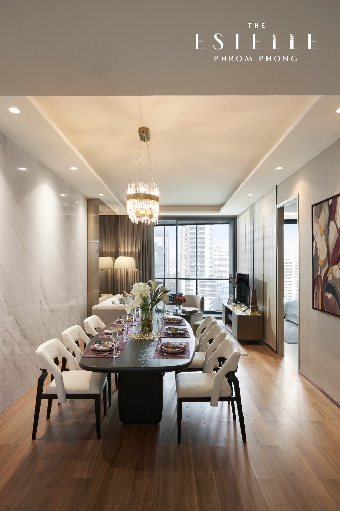 For SaleCondoSukhumvit, Asoke, Thonglor : Condo for sale, The Estelle Phrom Phong, 18th floor, usable area 93 sq m, 2 bedrooms, 2 bathrooms, fully furnished. Convenient transportation near BTS Phrom Phong, Emporium, EmQuartier and Rain Hill. Designed in Modern Japanese style, looks elegant.