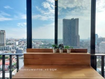 For RentCondoSukhumvit, Asoke, Thonglor : Condo for rent, beautifully decorated, 1 bedroom, very new condition, Ideo Q Sukhumvit 36: Ideo Q Sukhumvit 36, 45 sq m., Chao Phraya River view. Near BTS Thonglor