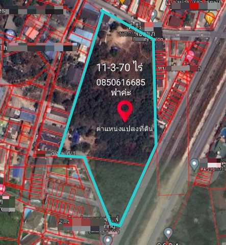 ขายที่ดินพัทยา บางแสน ชลบุรี สัตหีบ : ขายที่ดินพัทยาเหนือ 11-3-70 ไร่ ติดถนน 2 ด้าน ถนนเลียบทางรถไฟ ใกล้มอเตอร์เวย์กรุงเทพ-ชลบุรี
