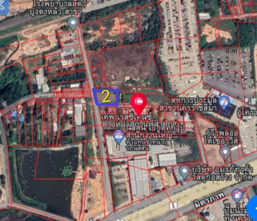 For SaleLandKorat Nakhon Ratchasima : Beautiful land for sale, good location Next to the road, entrance to Ban Mai Subdistrict, 100 meters from Mittraphap Road, Mueang District, Nakhon Ratchasima Province.