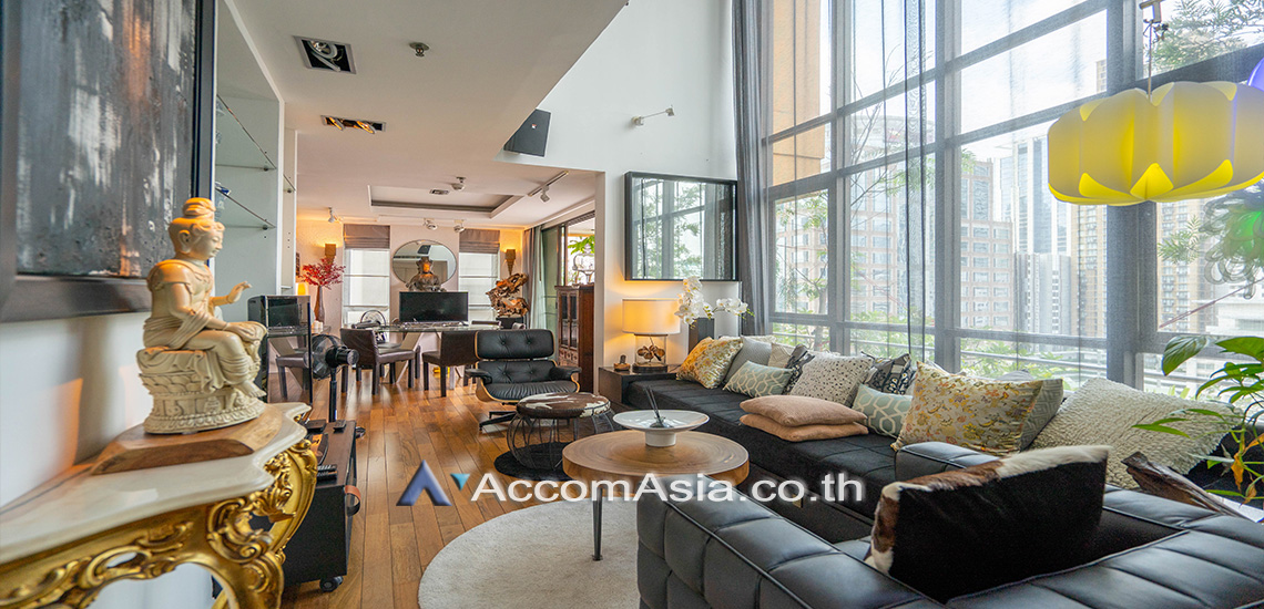 ให้เช่าคอนโดวิทยุ ชิดลม หลังสวน : Double High Ceiling, Duplex Condo | 3 Bedrooms Condominium for Rent in Ploenchit, Bangkok near BTS Chitlom at Baan Na Varang (AA30897)