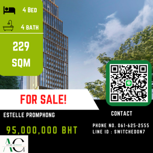 For SaleCondoSukhumvit, Asoke, Thonglor : *FOR SALE* The Estelle Promphong | 4 bed | 061-625-2555