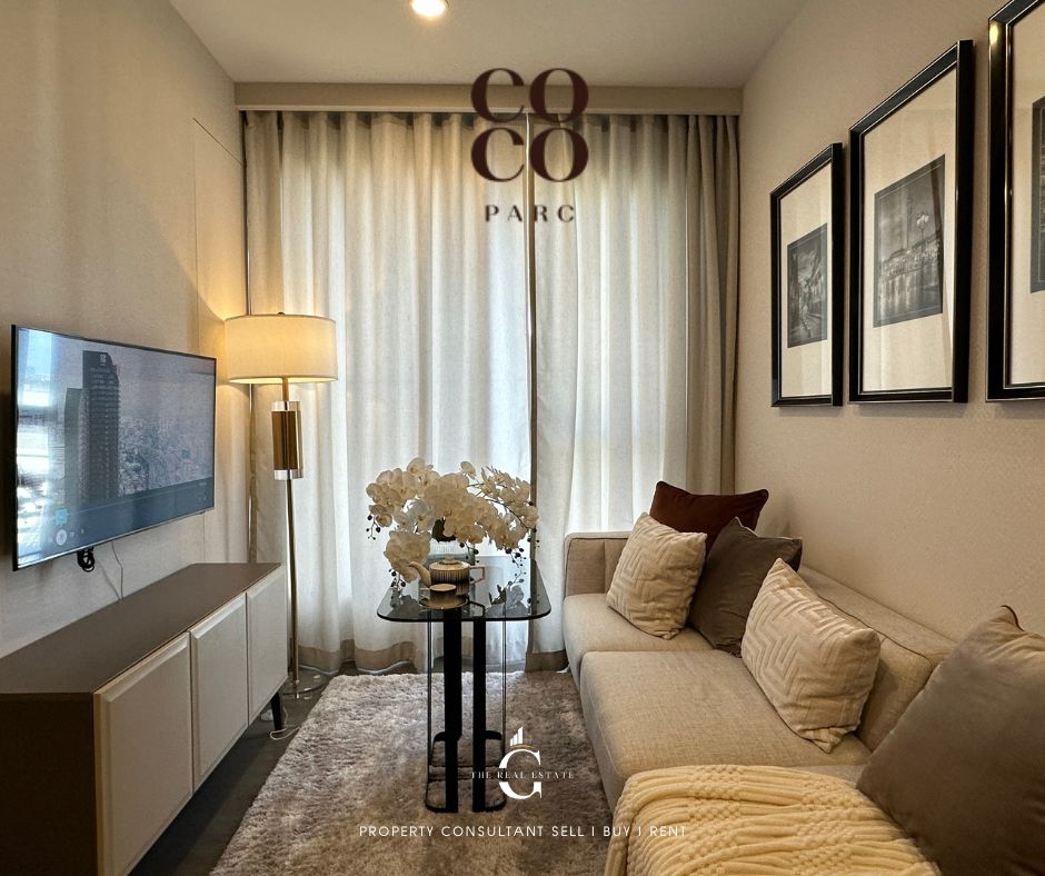 For SaleCondoKhlongtoei, Kluaynamthai : 🔥Fully decorated, free common areas for 5 years🔥 COCO PARC Luxury Condo 0 meters MRT Khlong Toei, 1 bedroom, width 36 sq m., with bathtub, Special ONLY 8.5 million baht.