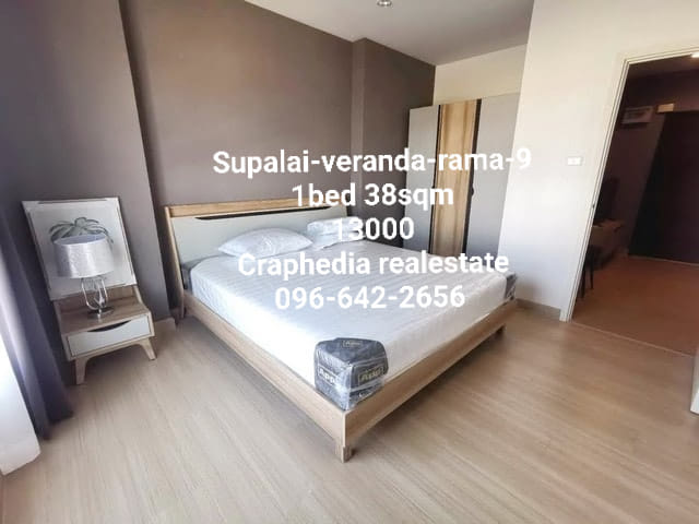 For RentCondoRama9, Petchburi, RCA : Room 1 bedroom, 38 sq m, ready to move in, Supalai Veranda Rma 9 13000
