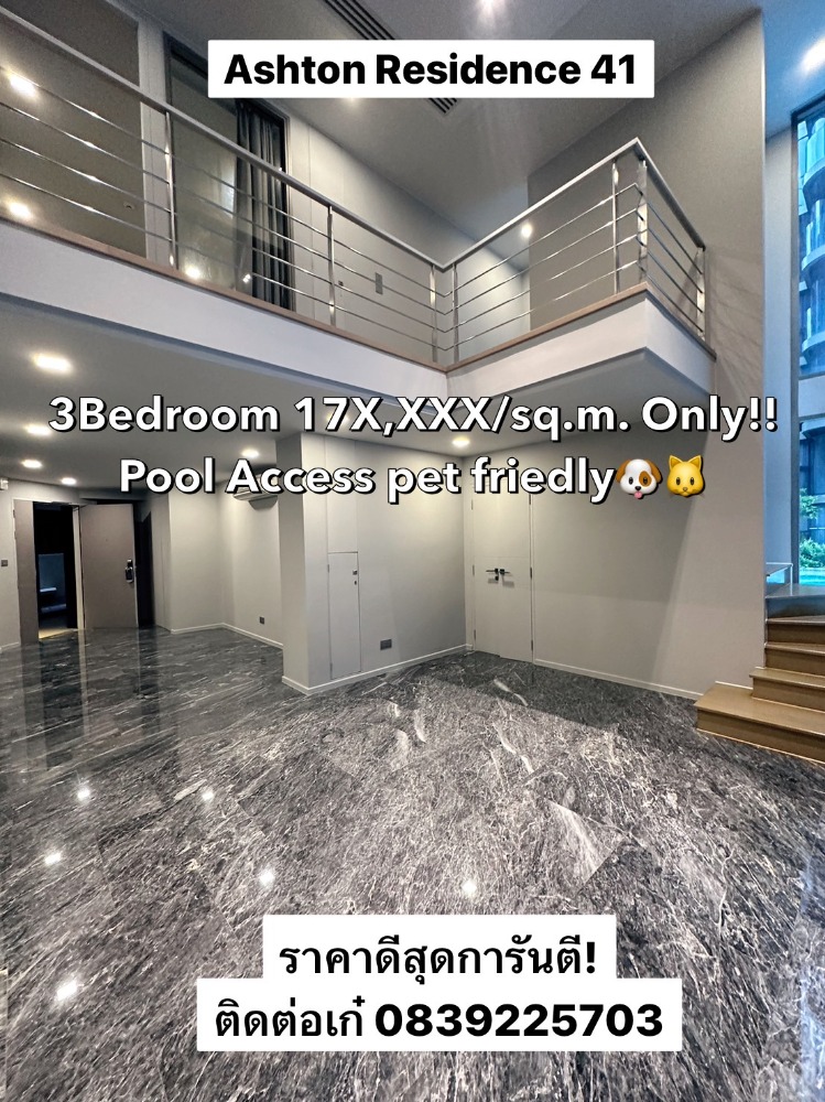 For SaleCondoSukhumvit, Asoke, Thonglor : 😺Whose pet fortune? Live in a condo near BTS in the city center 🐶 ASHTON RESIDENCE 41 3Bed 17X,XXX/sq m. Only, you can make an appointment to see the actual room every day.