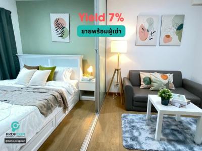 For SaleCondoLadprao101, Happy Land, The Mall Bang Kapi : For sale PLUM CONDO Lat Phrao 101, newly renovated room with tenants, Yield 7%.