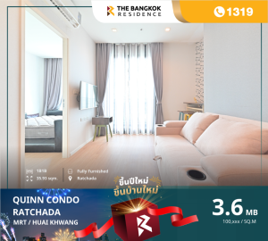 For SaleCondoRatchadapisek, Huaikwang, Suttisan : A condo that is like being at home, Quinn Condo Ratchada, near MRT Sutthisan.
