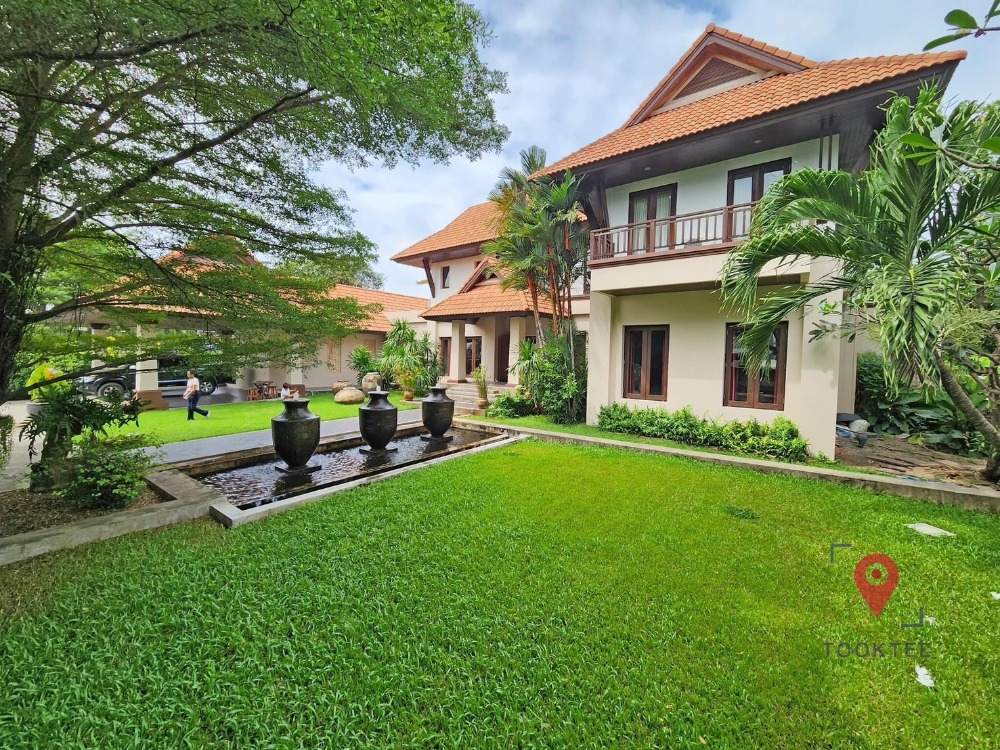 For SaleHouseSamut Prakan,Samrong : Single house for sale, luxury Thai resort style house, area 2 rai, Ban Bang Sao Thong, 547 sq m., 2 rai with swimming pool.