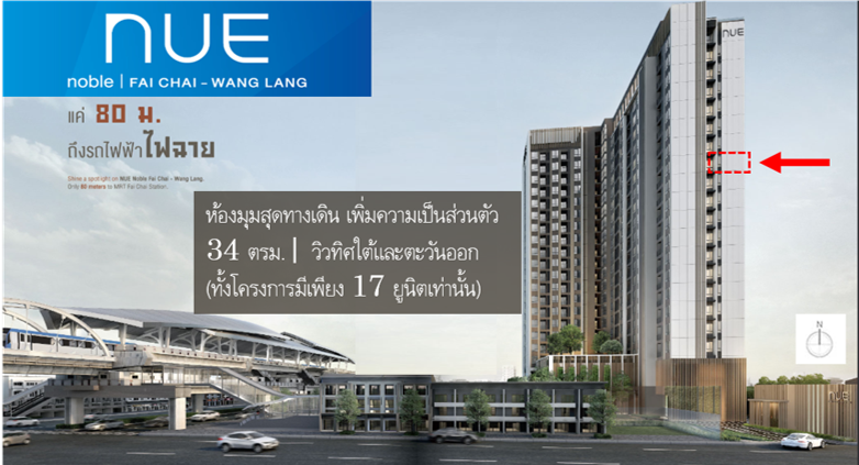 ขายดาวน์คอนโดปิ่นเกล้า จรัญสนิทวงศ์ : Rare item!! ขายดาวน์ ห้องริมสุดทางเดิน แบบหน้ากว้าง ขนาด 34 ตรม. 2 ห้องนอน ฝั่งทิศใต้และตะวันออก