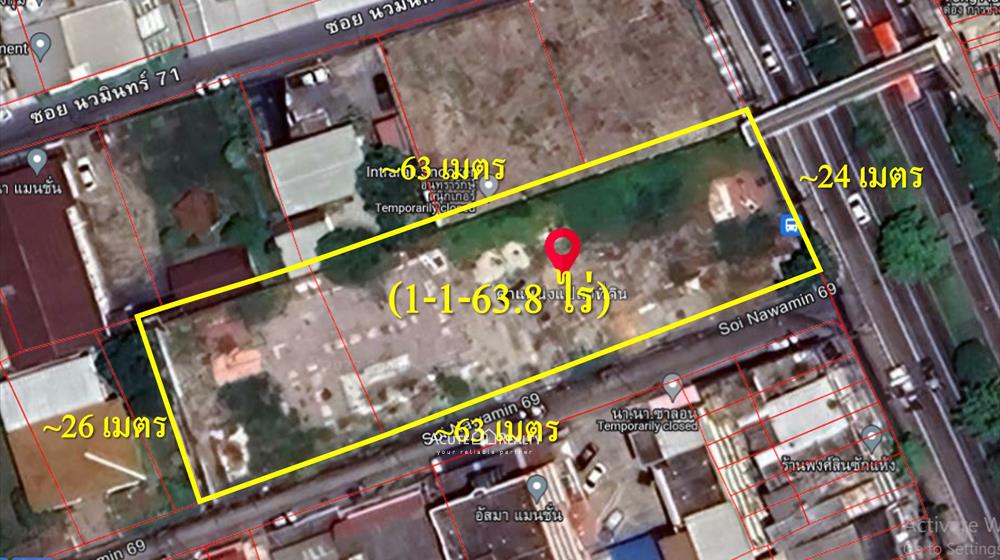 For SaleLandKaset Nawamin,Ladplakao : Land for sale next to Nawamin Road, excellent location, area 1-1-63.8 rai, already filled.