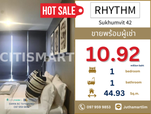 For SaleCondoSukhumvit, Asoke, Thonglor : 🔥For sale with Japanese tenant🔥 RHYTHM Sukhumvit 42 1 bedroom, 1 bathroom, 32nd floor, size 44.93 sq m. 097 959 9853