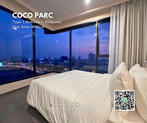For SaleCondoKhlongtoei, Kluaynamthai : First-hand room, complete with furniture and electrical appliances at COCO PARC, condo next to MRT 0 meters, spacious room with multi-purpose room, 49 sq m., free common fees. Deals match with project sales department 📞0824499822 Prae (project sales-renta