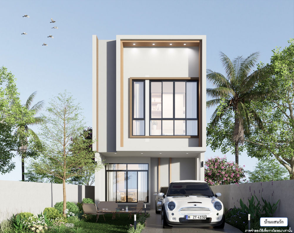 For SaleHouseMin Buri, Romklao : For inquiries, call: 095-935-1982 Open for reservations. New detached house in modern style. Located in the Ramintra-Minburi area, Baan Saen Rak Ramintra-Minburi project. Near the orange train station Suwinthawong Station