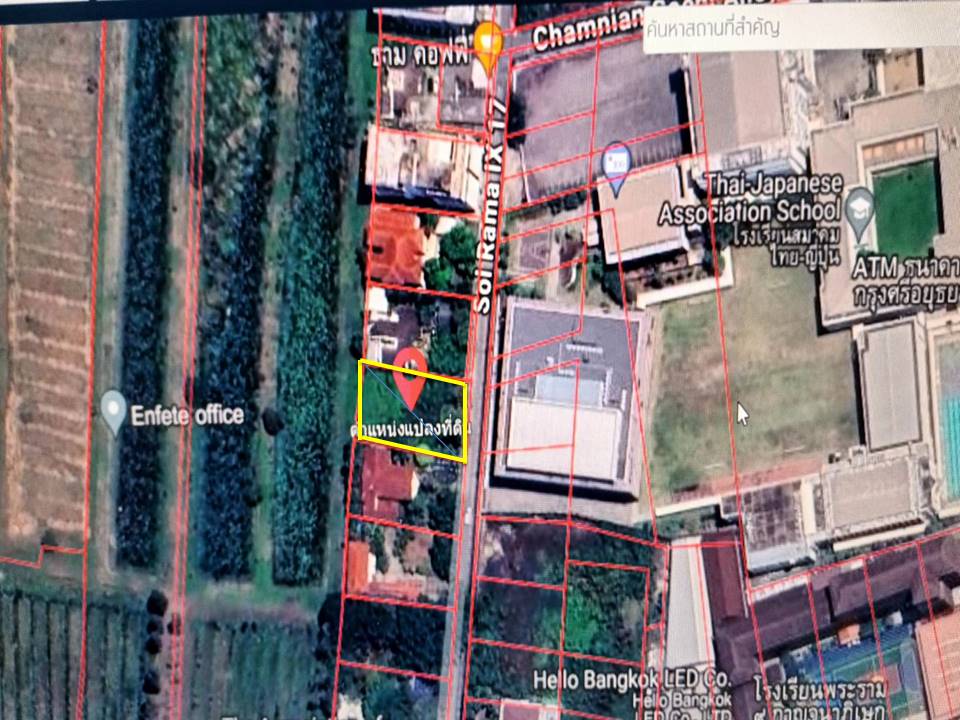 For SaleLandRama9, Petchburi, RCA : Land for sale in the heart of Rama 9, area 279 sq m., selling for 330,000 baht/sq m., near Thiammit Road, already filled.