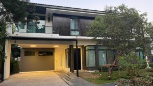 For RentHouseBangna, Bearing, Lasalle : Single house for rent, Manthana Bangna-Trad. Elegantly decorated, air conditioned, furnished, has 4 bedrooms, 4 bathrooms, 1 maids room with bathroom, usable area 114 sq m.