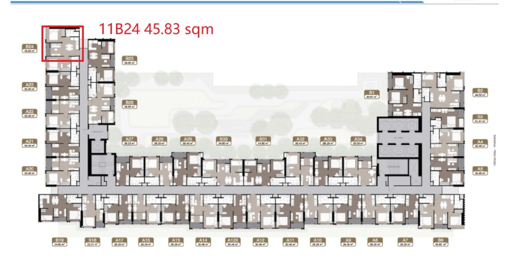 Sale DownCondoBangna, Bearing, Lasalle : Down payment sale, New Mega Plus Bangna, 2 bedrooms, 11th floor, 45.83 sq m.