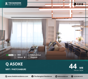 For SaleCondoRama9, Petchburi, RCA : Q Asoke Condo, luxurious in the heart of the city. And convenient travel by subway in front of the condo, near MRT Phetchaburi.