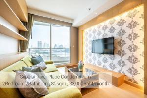 For RentCondoWongwianyai, Charoennakor : 🎉 Condo for rent Supalai River Place, 2 bedrooms, 2 bathrooms, river view, near Icon Siam 🎉