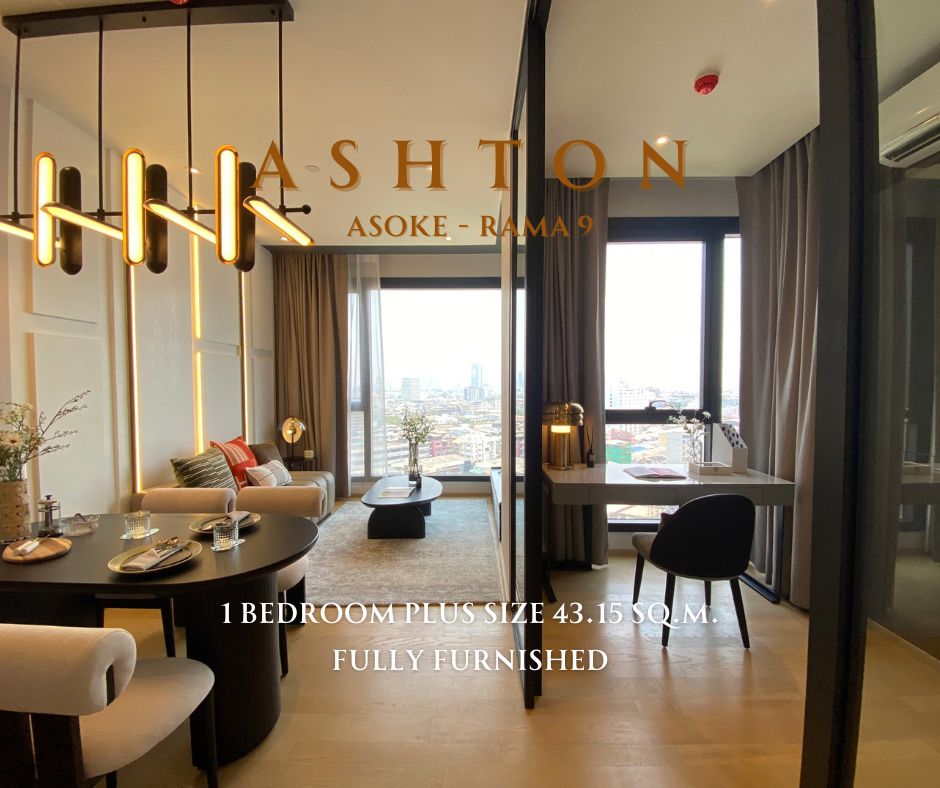 For SaleCondoRama9, Petchburi, RCA : Condo in the heart of Rama 9, ASHTON Asoke Rama 9, fully furnished, 1 bedroom plus size 45 sq.m., only 230 meters* from MRT Rama 9, special 12.13 MB