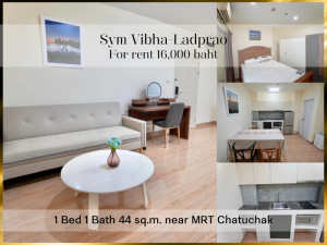 For RentCondoLadprao, Central Ladprao : ❤ 𝐅𝐨𝐫 𝐫𝐞𝐧𝐭 ❤ Condo Sim Condo Vibha - Lat Phrao, 1 bedroom, fully furnished, 19th floor, 44 sq m. ✅ near MRT Chatuchak and MRT Mo Chit.