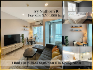 For SaleCondoSathorn, Narathiwat : ❤ 𝐅𝐨𝐫 𝗦𝗮𝗹𝗲 ❤ Condo Ivy Sathorn 10, fully furnished, 18th floor, 35.47 sq m. ✅ near BTS Chong Nonsi