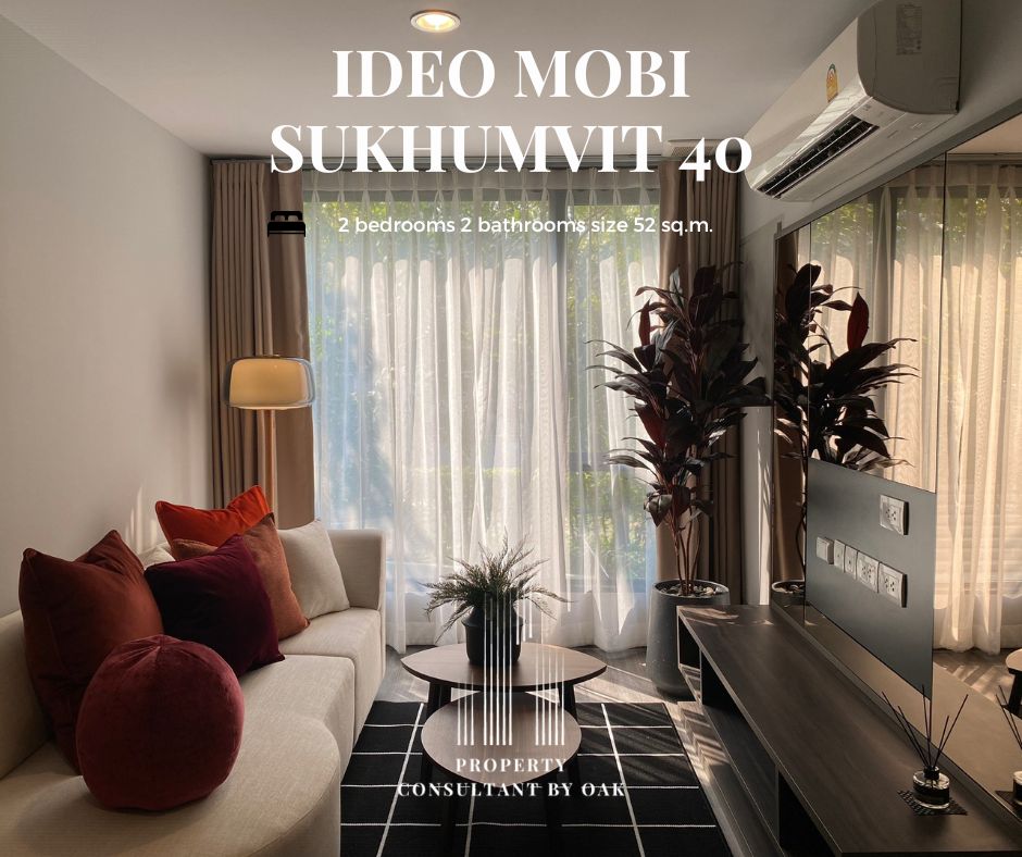 For SaleCondoSukhumvit, Asoke, Thonglor : 🔥 Ready to move in, free common areas for 5 years 🔥 Ideo Mobi Sukhumvit 40, resort style condo, near BTS Ekkamai, 2 bedrooms, 52 sq m. 📌Special 7.69 MB, 100% loan possible.