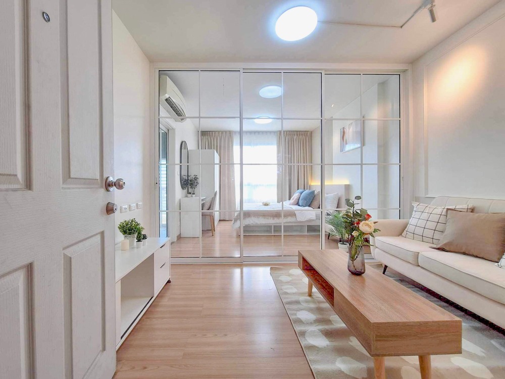 For SaleCondoNawamin, Ramindra : ✨ Enjoy installments and be the owner. Beautiful room, newly decorated throughout, Plum Condo Nawamin Soi 86✨ Room size 28 sq m with separate kitchen, parking for 1 car, free..all expenses on transfer day.