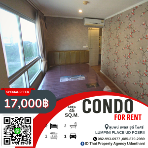 For RentCondoUdon Thani : Condo for rent, Lumpini Place UD-Phosri, Udon Thani.