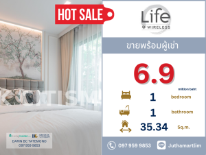 For SaleCondoWitthayu, Chidlom, Langsuan, Ploenchit : 🔥Fully decorated, very beautiful🔥 life one wireless 1 bedroom, 1 bathroom, 35.34 square meters, 10th floor, price 6,900,000 baht (including all expenses) Contact 097 959 9853