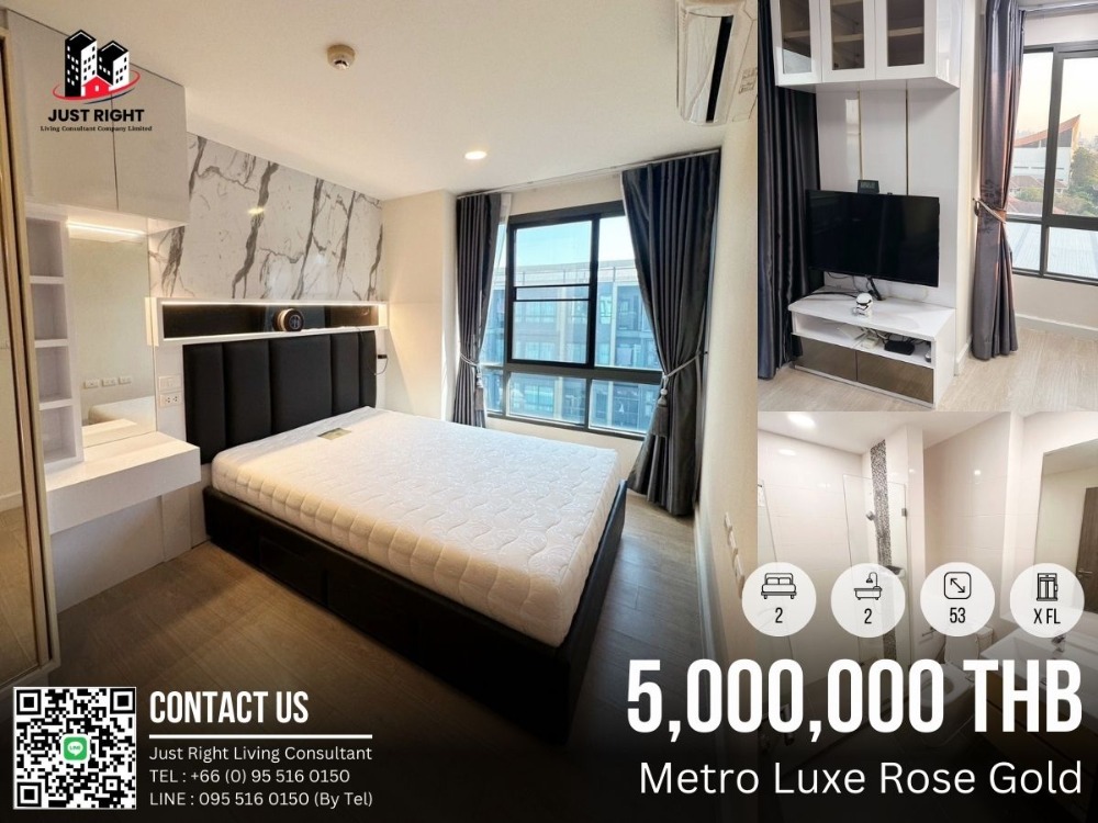 For SaleCondoRatchadapisek, Huaikwang, Suttisan : For Sale Metro Luxe Rose Gold 2 Beds 2 Bath 53 Sqm. Floor x, Fully Furnished 5 MB
